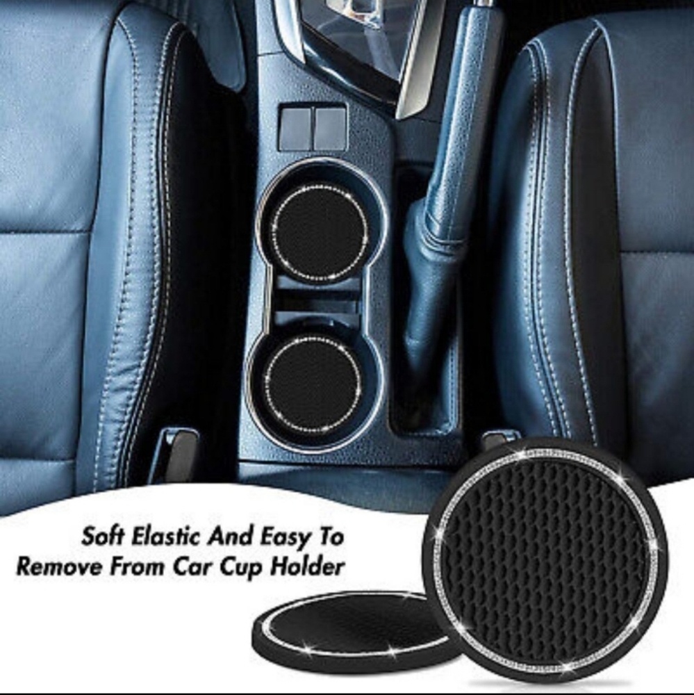 RHINESTONE Cup Holder Silicone 2pc Coasters Auto Var Truck SUV VansUniversal NWT - Picture 13 of 13